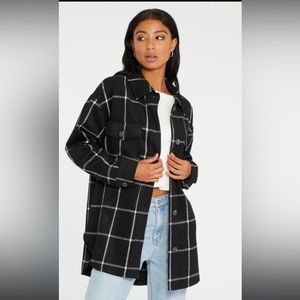 SANCTUARY MIDI JACKET IN WINDOW PANE PLAID - SIZE SMALL